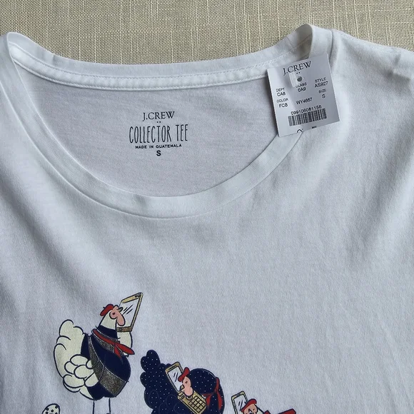 New! J Crew Sz S Short-sleeve T-Shirt Four Calling Birds Cotton Tee NWT - Picture 4 of 12